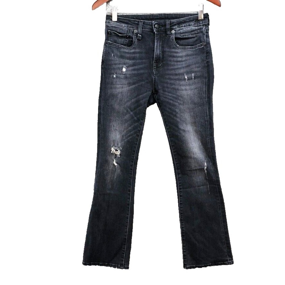 R13 Kickk Fit Jeans Womens 25 0 Strummer Black Denim Mid Rise Boot Cut Rocker‎
